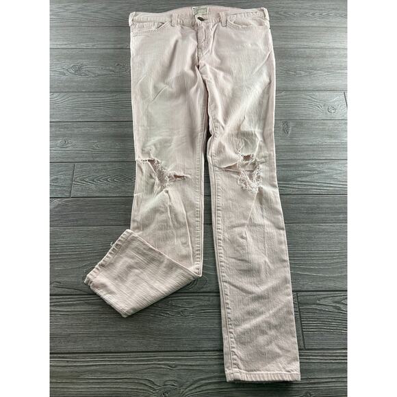 Current/Elliott The Skinny Distressed Jeans Pink Destroy Women's Size 31 anthro - Picture 1 of 10